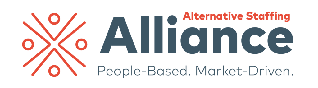 The Alternative Staffing Alliance logo. Slogan reads, People-Based.  Market-Driven.