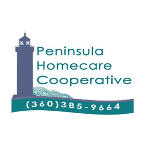 Peninsula Homecare Cooperative logo, including phone number: (360) 385-9664